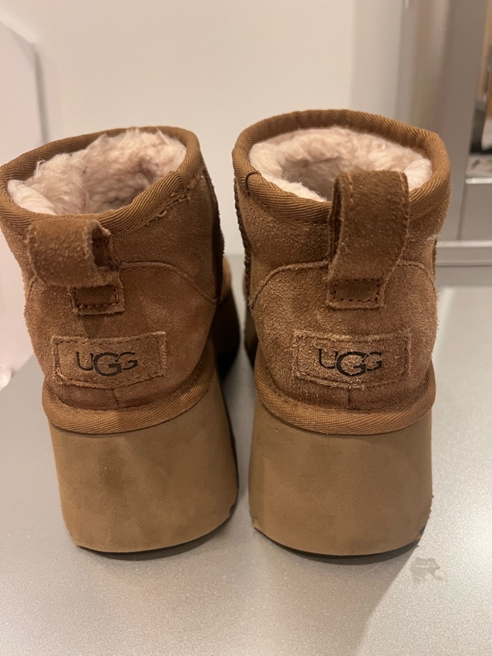 UGG Chestnut Suede Platform Ankle Boots - Picture 2 of 2